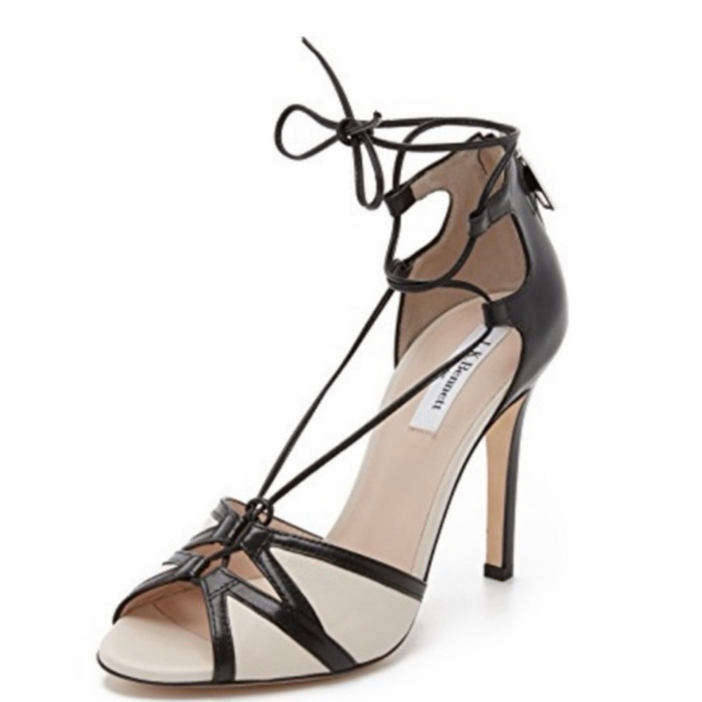 L.K. Bennett "Adriana" Two-Tone Leather Lace-Up Sandals Size 40